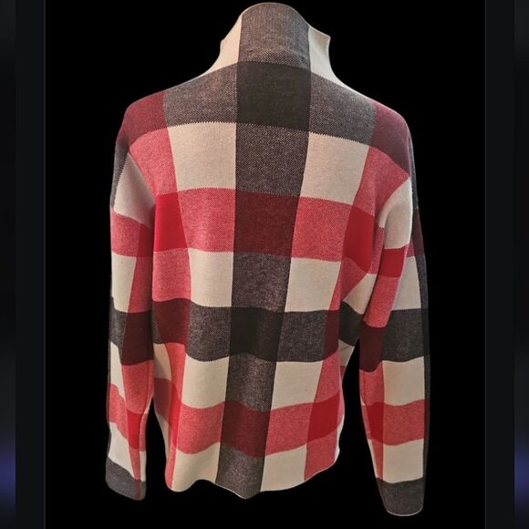 Bahari Red and Black Cowl Turtleneck Sweater - Picture 2 of 4